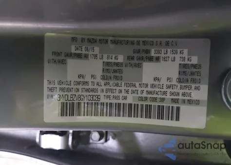 2016 Scion Ia z USA, uszkodzony, nr VIN 3MYDLBZV8GY103039